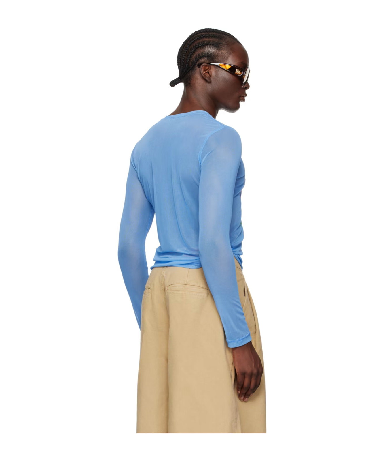Jw Anderson Round Collar And Long-sleeved T-shirt In Blue