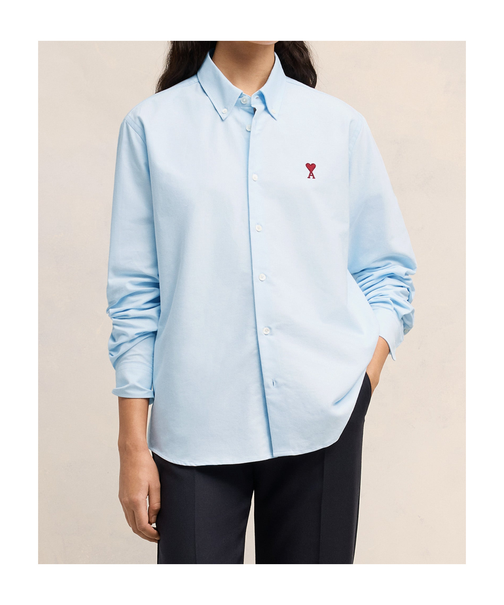 Ami Alexandre Mattiussi Adc Button-down Collar Logo-embroidered Striped Cotton Oxford Shirt In Blue