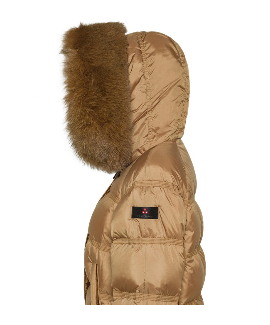 Peuterey Puffer Jacket With Fur Trim In Brown