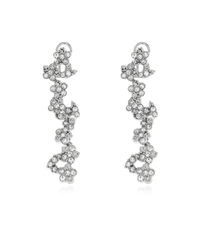Jil Sander Crystal-embellishment Earrings In Gray