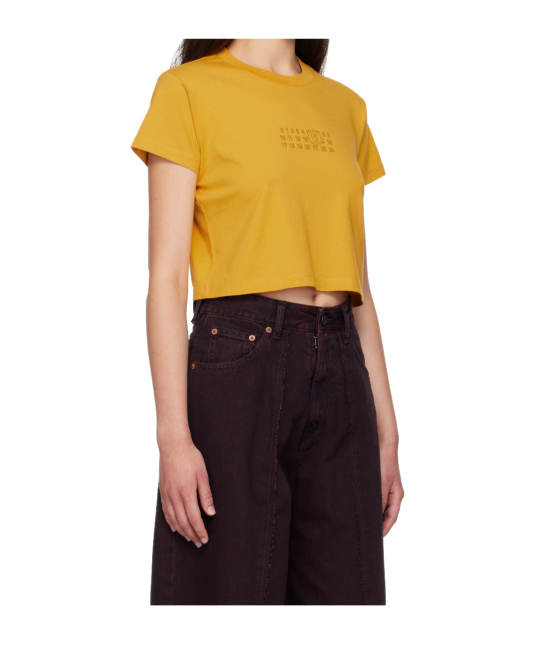 Mm6 Maison Margiela Cropped T-shirt In Yellow