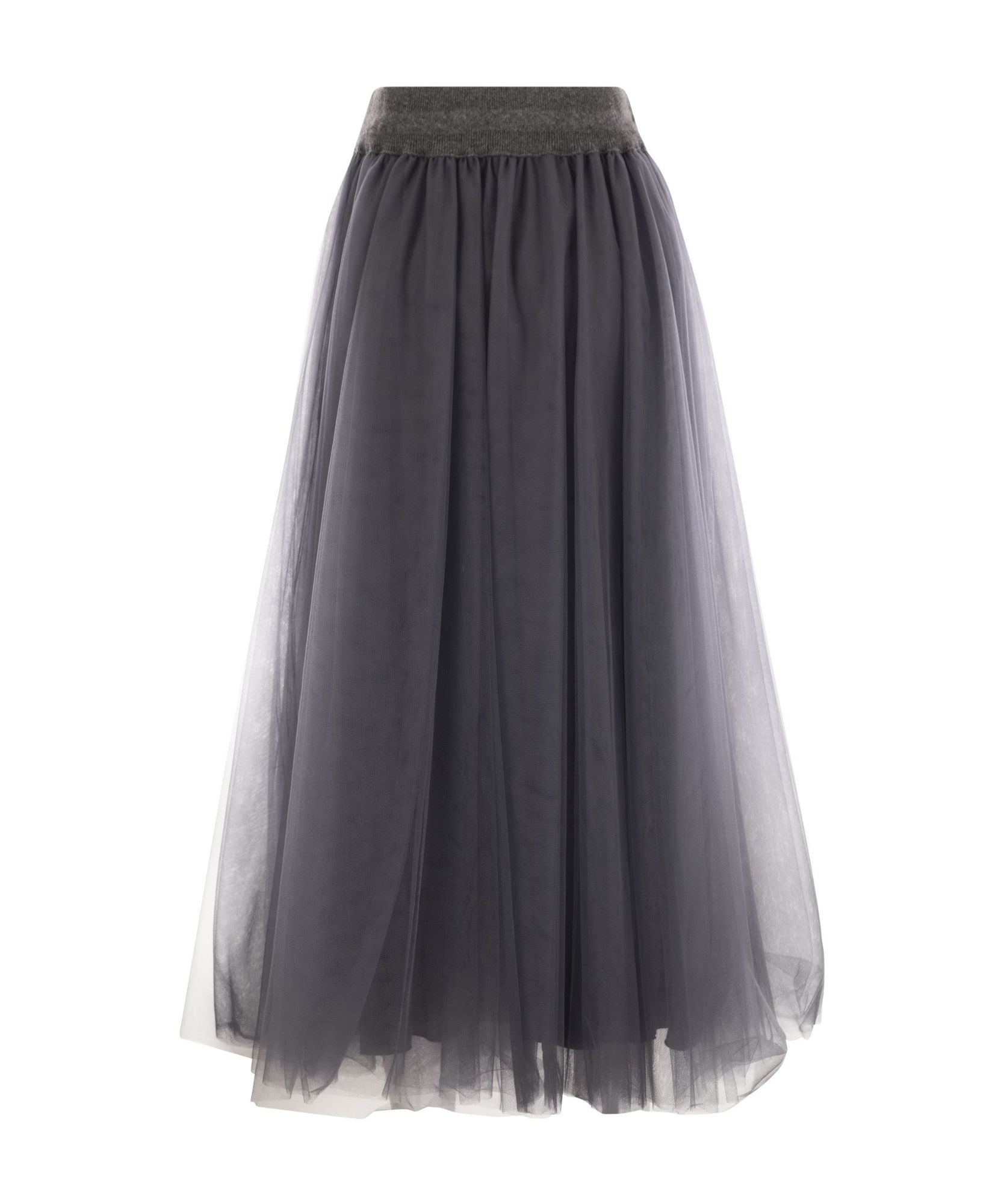 Fabiana Filippi Tulle Midi Skirt In Gray