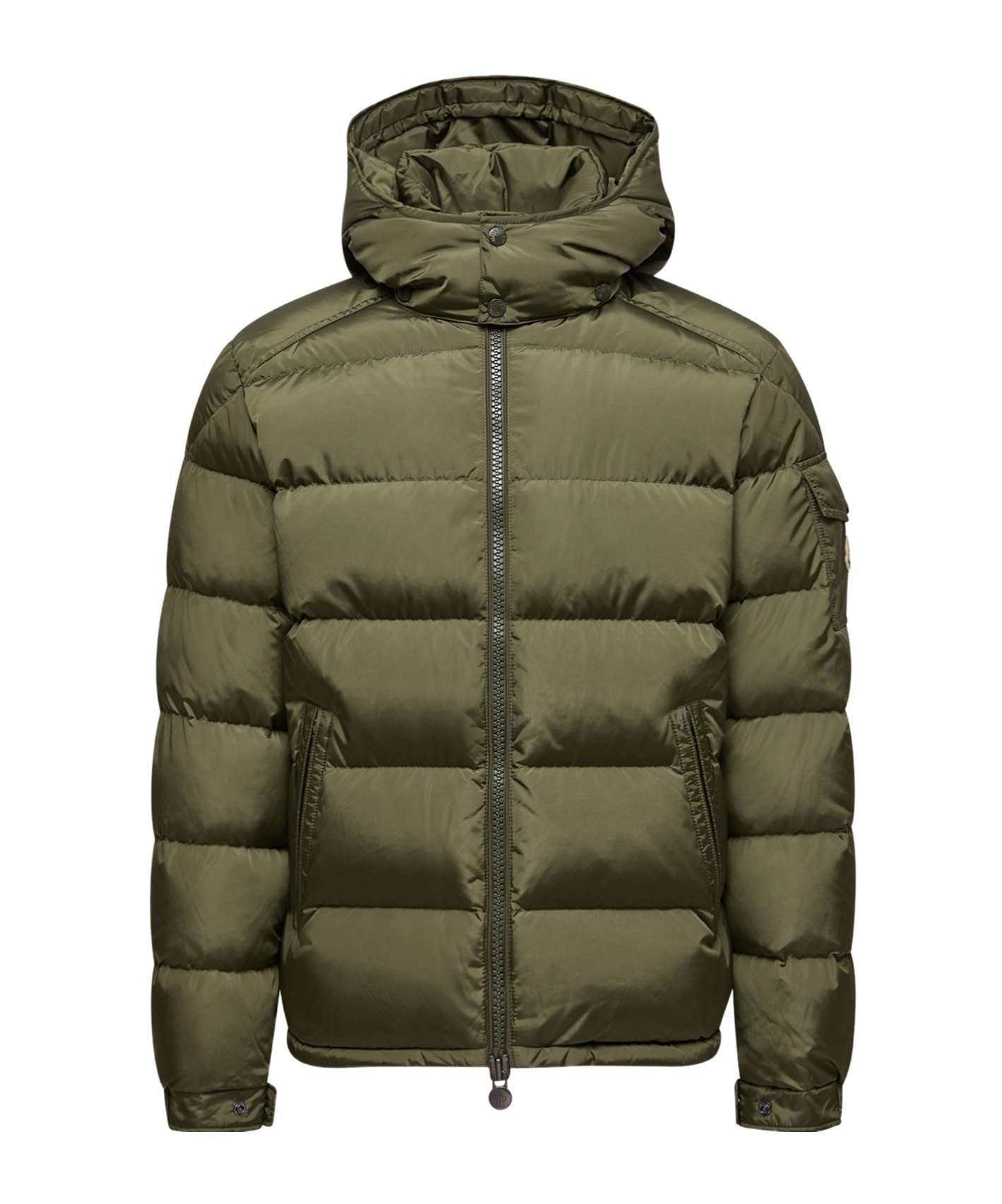Moncler Maya Hooded Short Down Jacket In Green