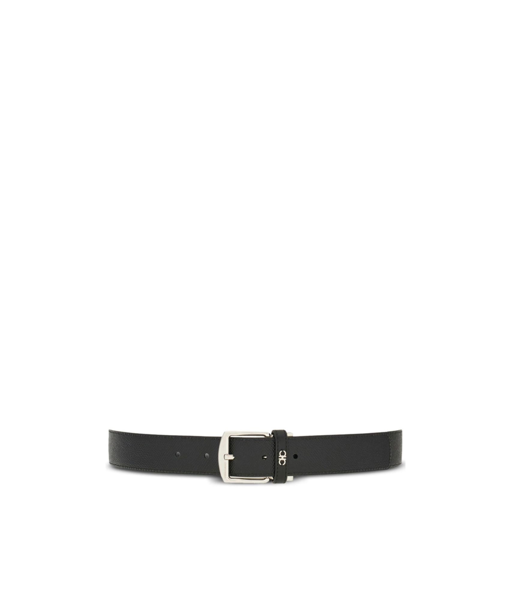 Ferragamo Fixed Belt With A Square Buckle In Black