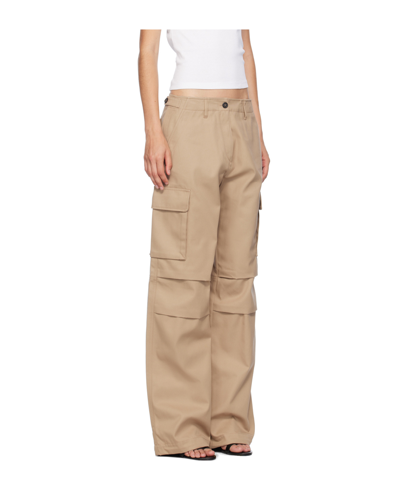 Coperni Tailored Wide Leg Overalls Casual Pants In Nude