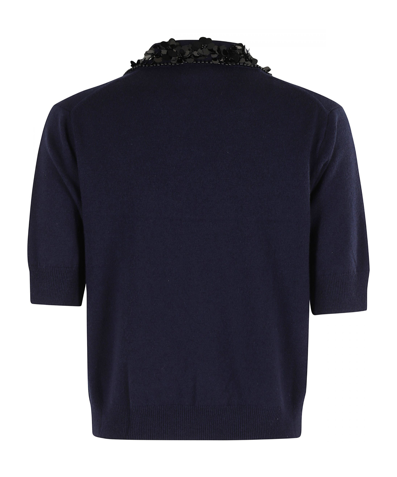 Semicouture Short Sleeve Ribbed Sweater In Black