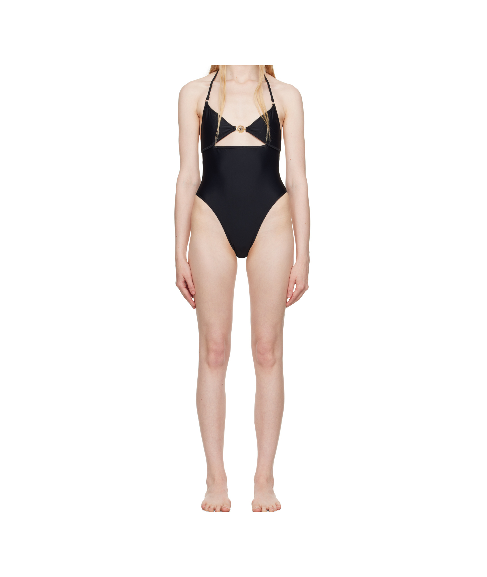 Marine Serre Black Jersey One Piece Swimsuit