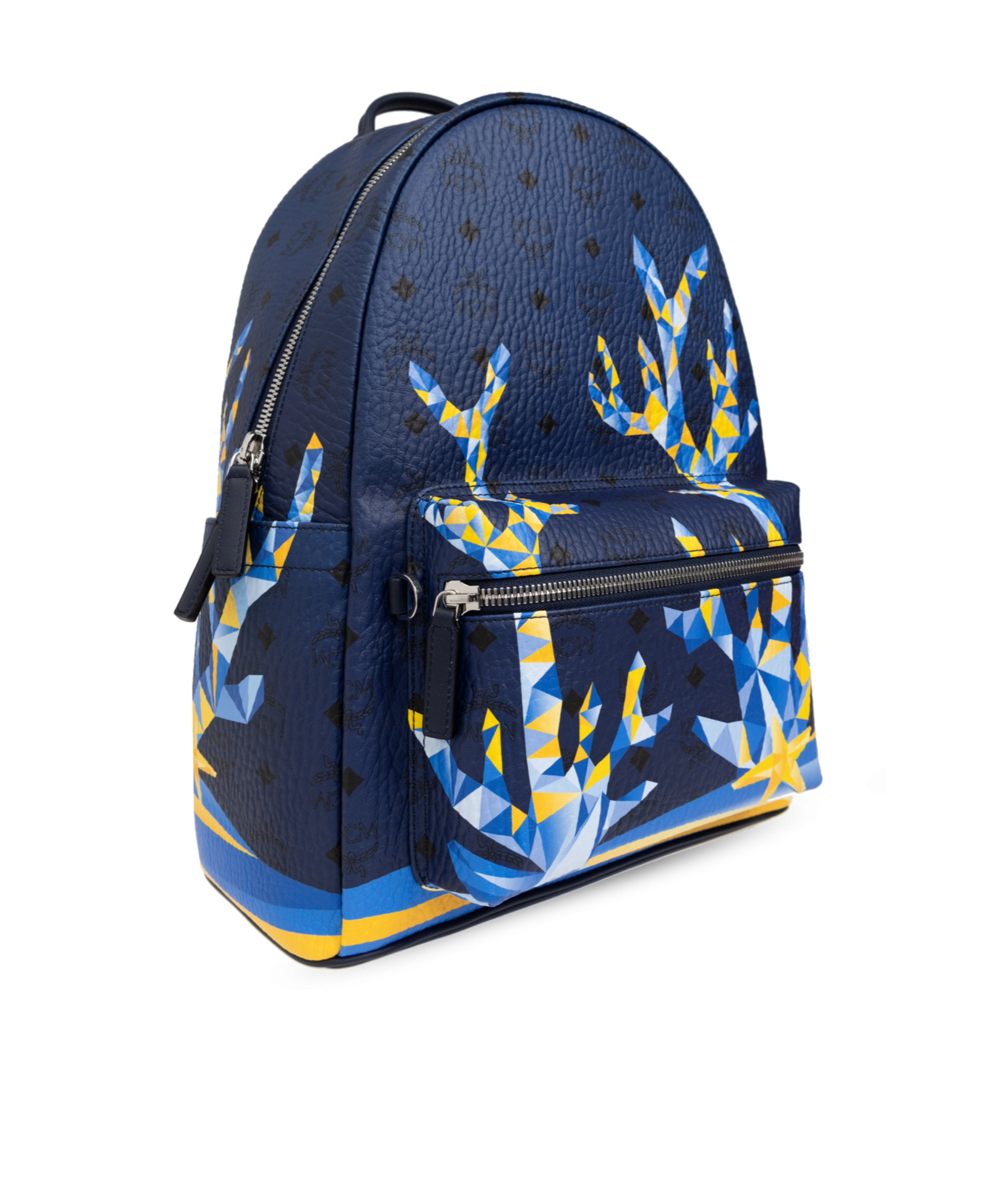 Mcm Logo Backpack In Blue