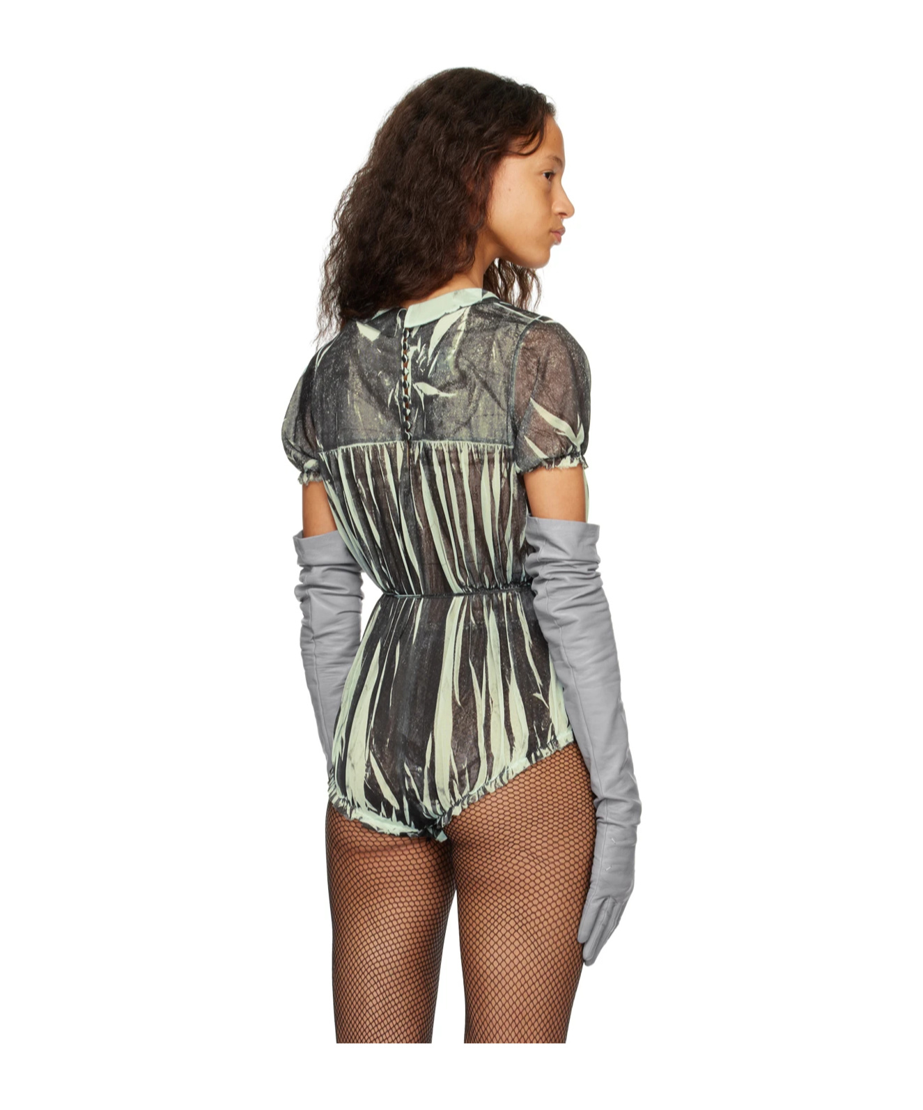 Maison Margiela Zebra-print Short-sleeve Bodysuit In Gray