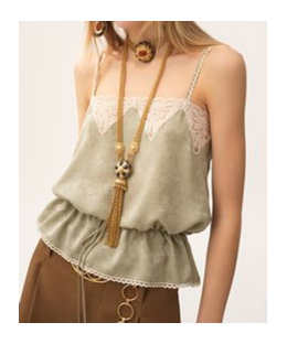 Chloé Silk Top With Drawstring Waist And Floral Pattern In Green
