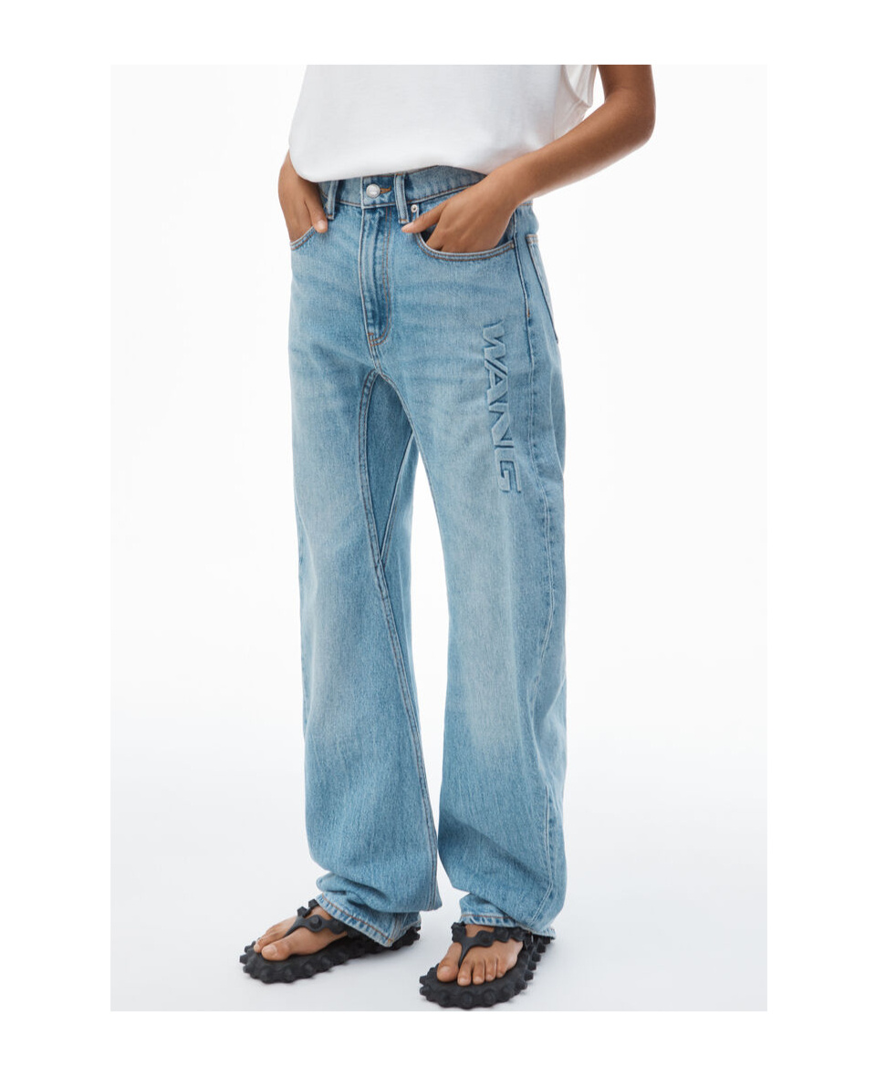Shop Alexander Wang Logo-embossed Jeans In Blue