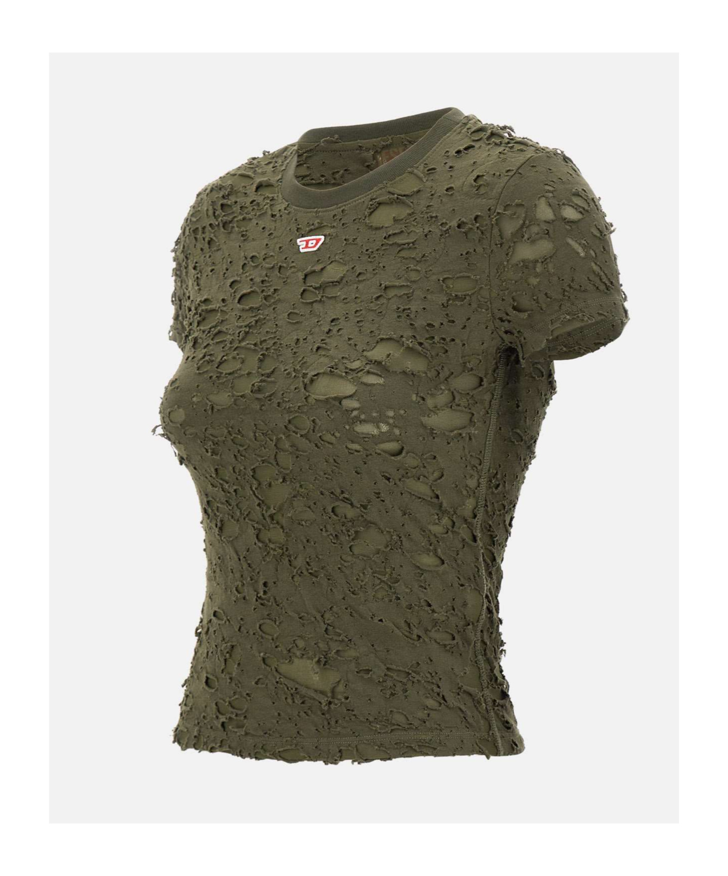 Diesel T-uncutie-long-p2 Distressed T-shirt In Green