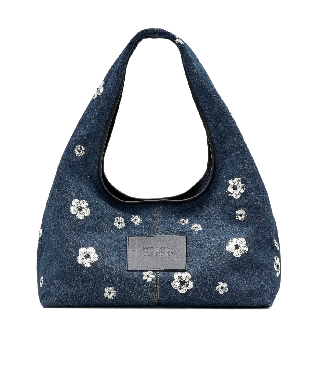 Shop Marc Jacobs Flower Denim Shoulder Bag In Blue