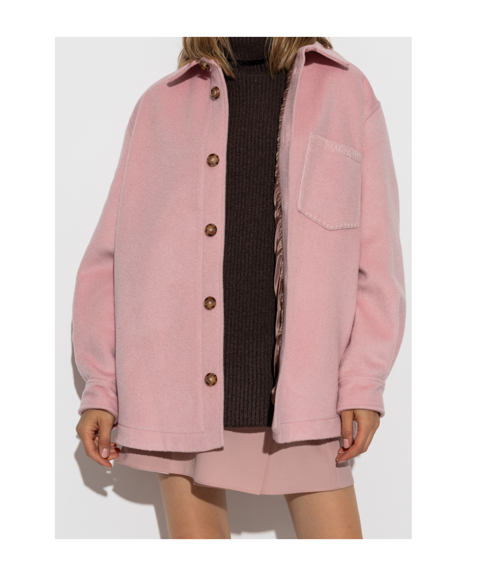 Marni Wool Short Coat In Pink