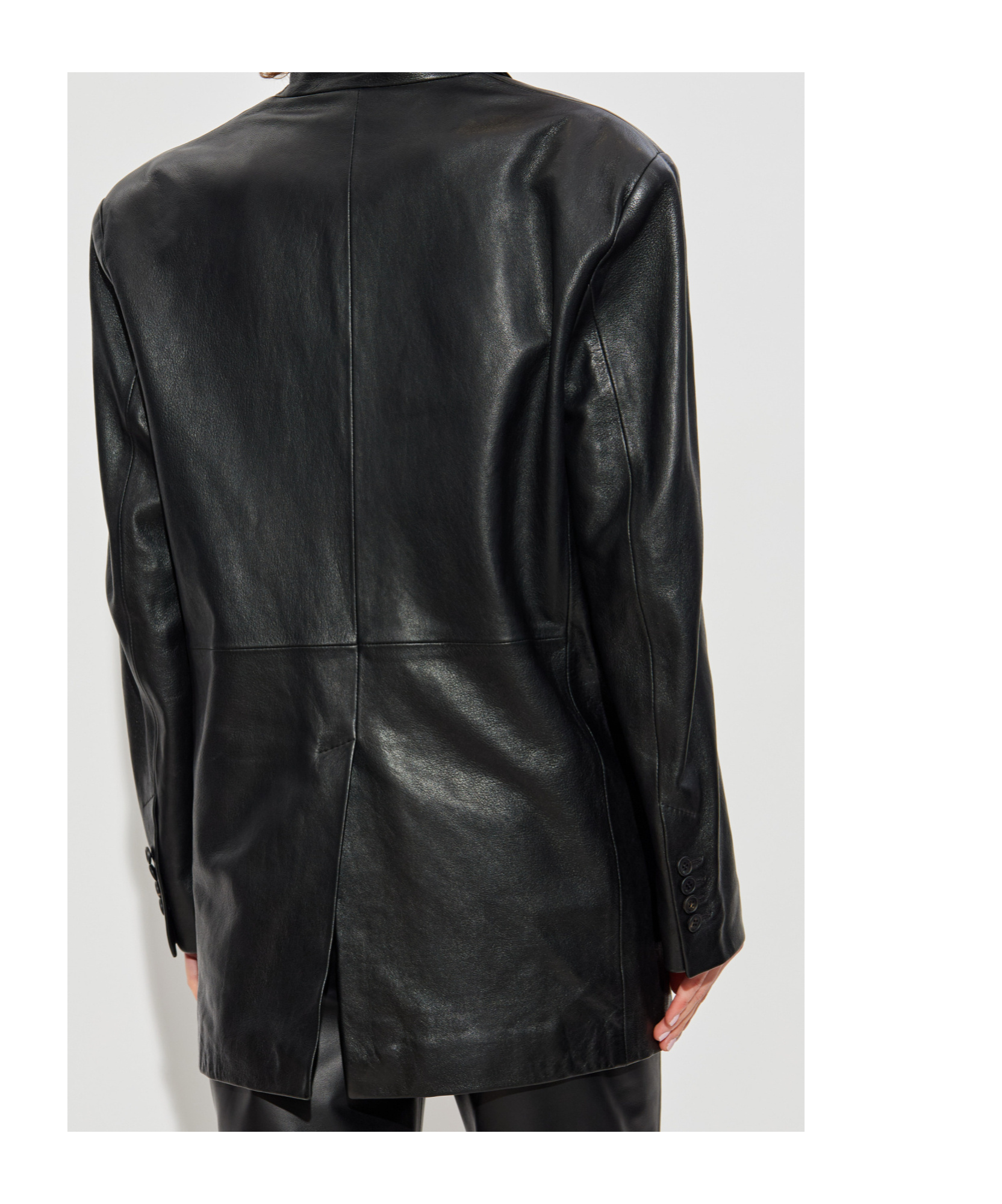 Attico Tailored Black Lambskin Blazer With Notched Lapels In Black