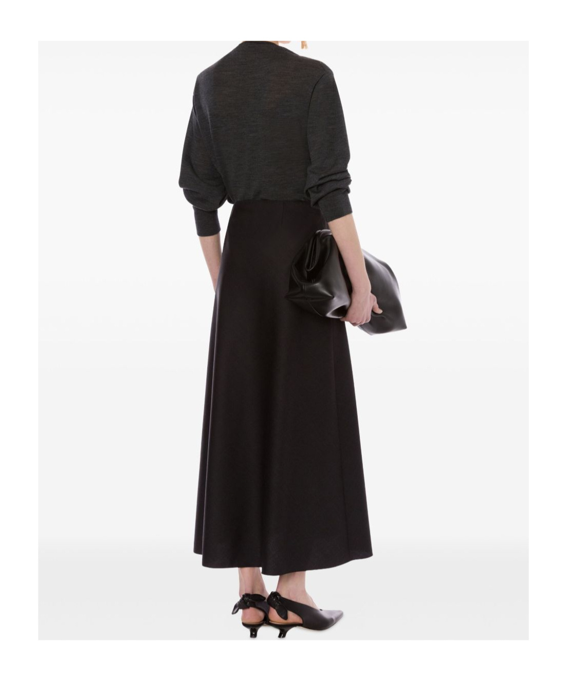 Alberta Ferretti Dark Grey High-waisted Midi Skirt In Brown
