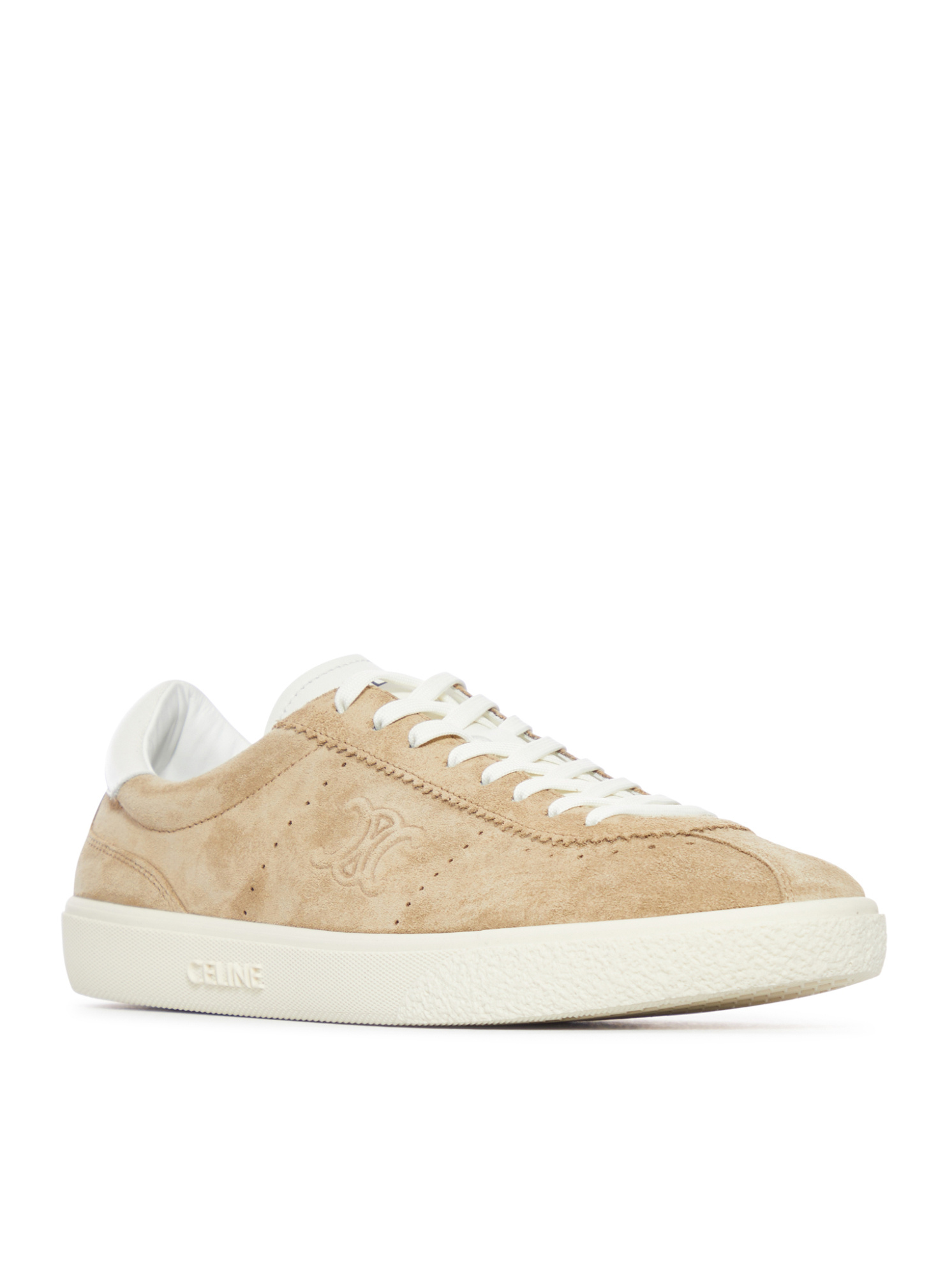 Celine Suede Triomphe Sneaker In Nude