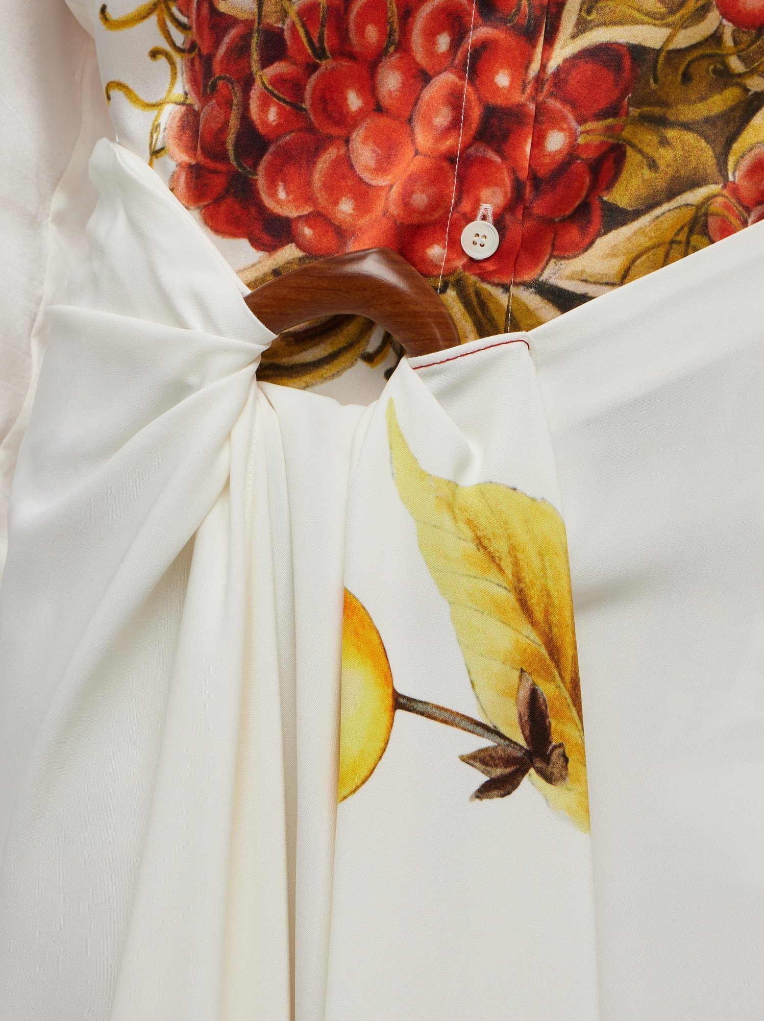 Ferragamo Plant Printed Asymmetrical Skirt In White