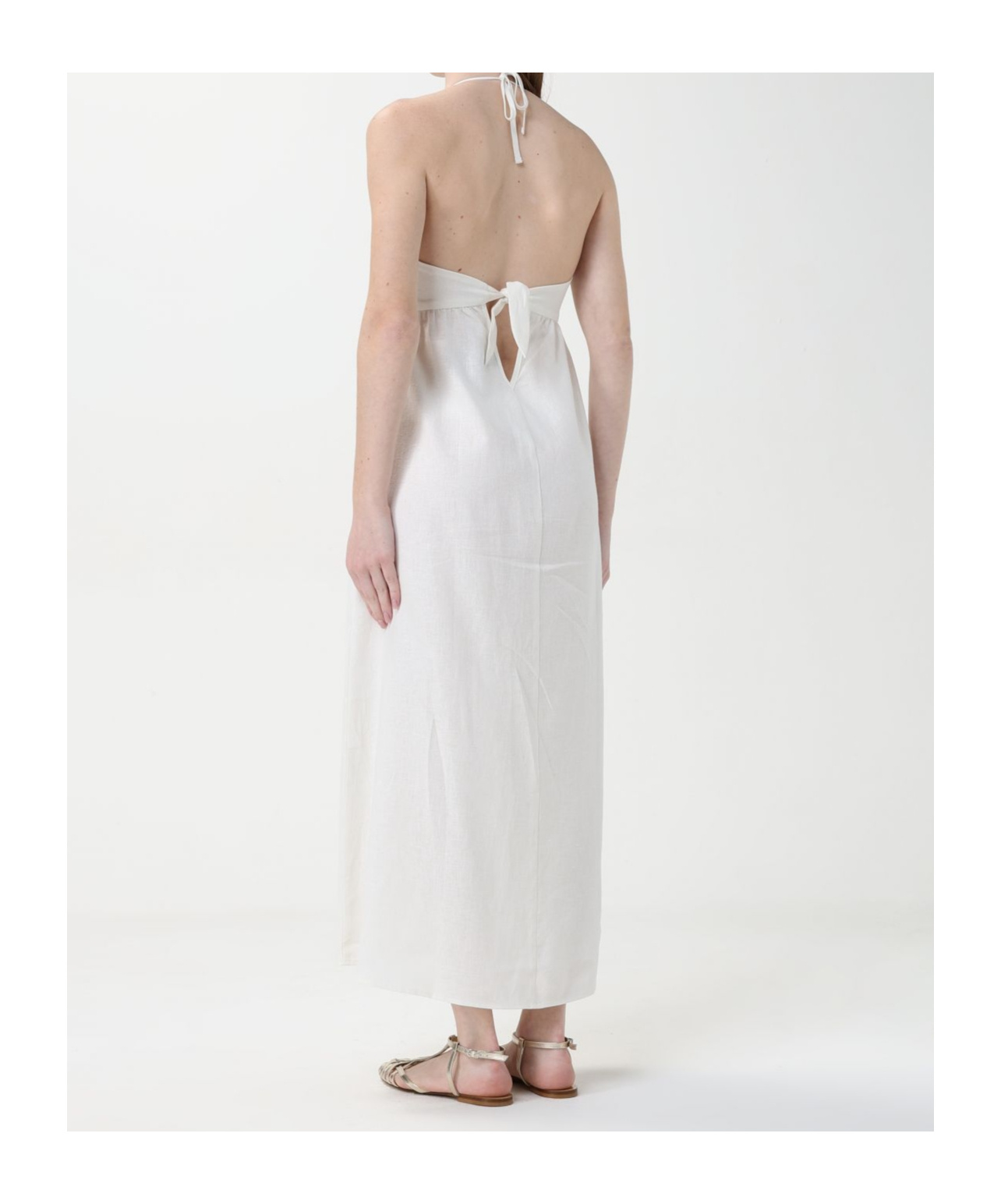 Shop Emporio Armani Logo-embroidered Maxi Dress In White
