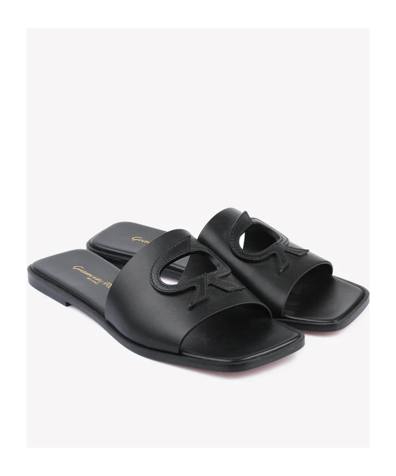 Gianvito Rossi Ibla Cut-out Flat Sandals In Black