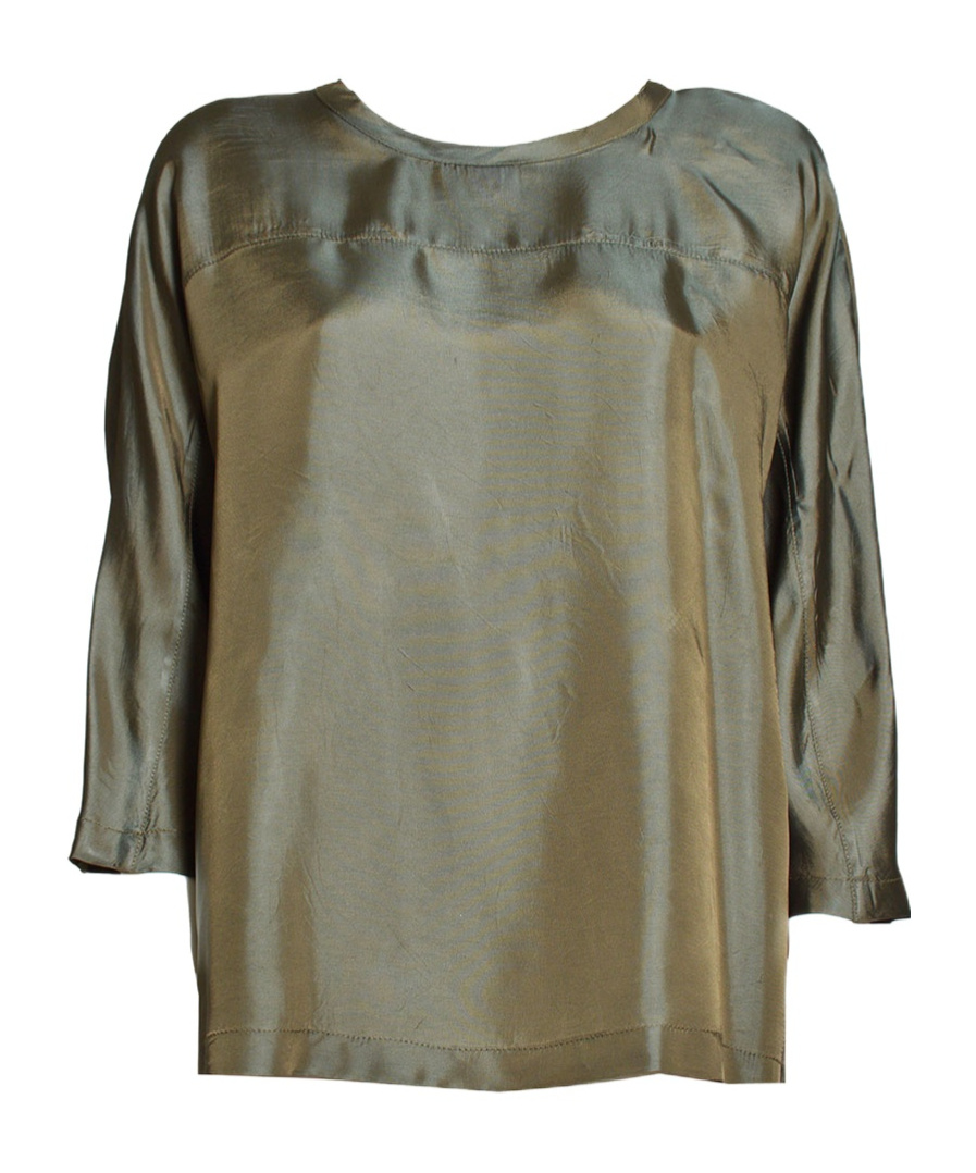 Aspesi Green Viscose Twill Blouse In Gray