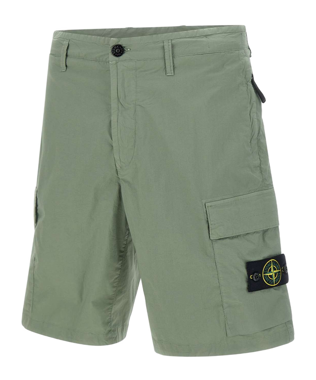Stone Island Compass-motif Cargo Shorts In Sage