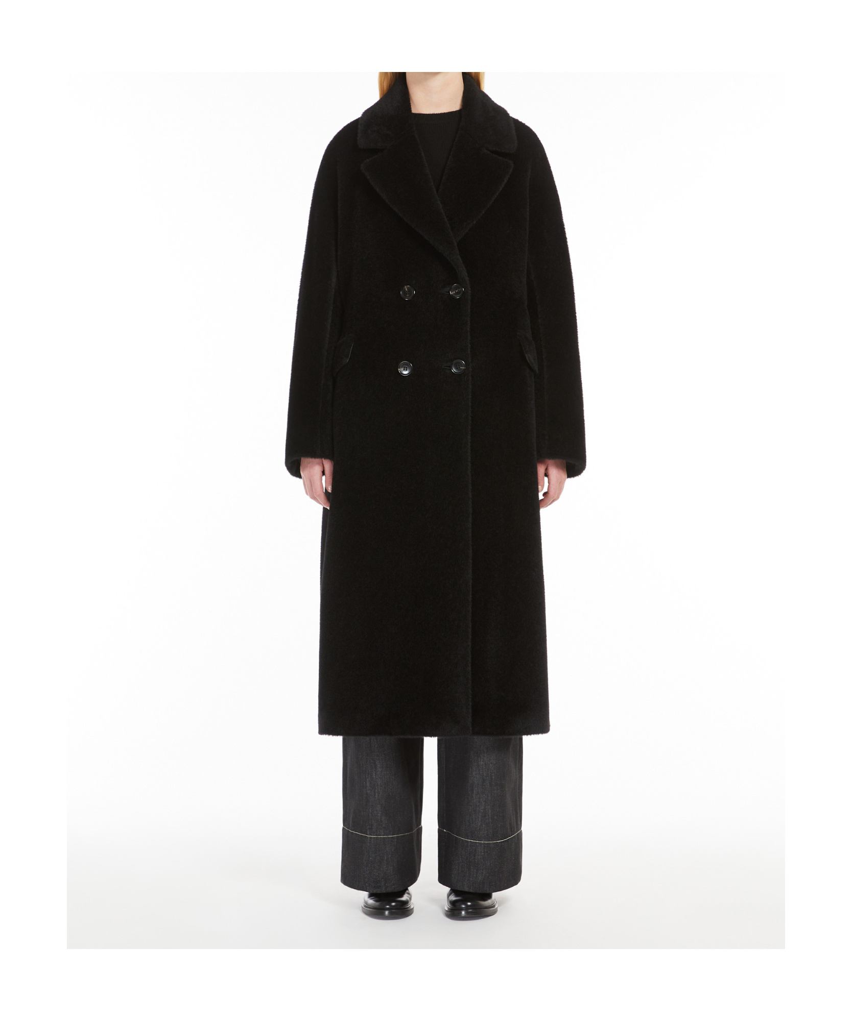 Max Mara Double-breasted Alpaca And Wool Coat In Black