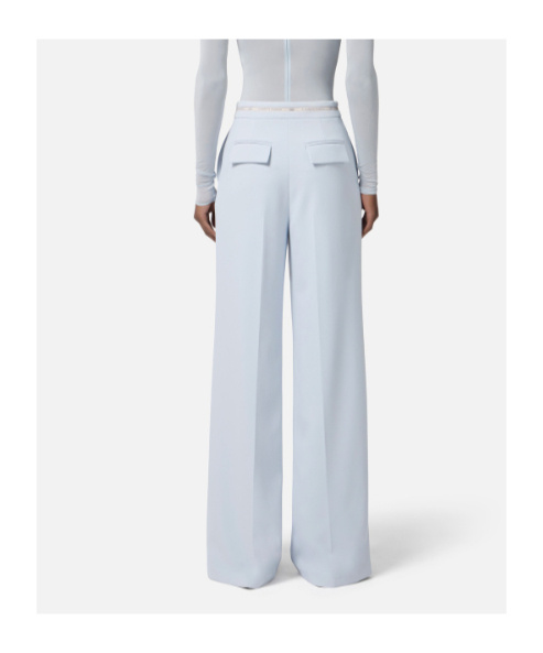 Elisabetta Franchi Logo-ribbon Trousers In Silver