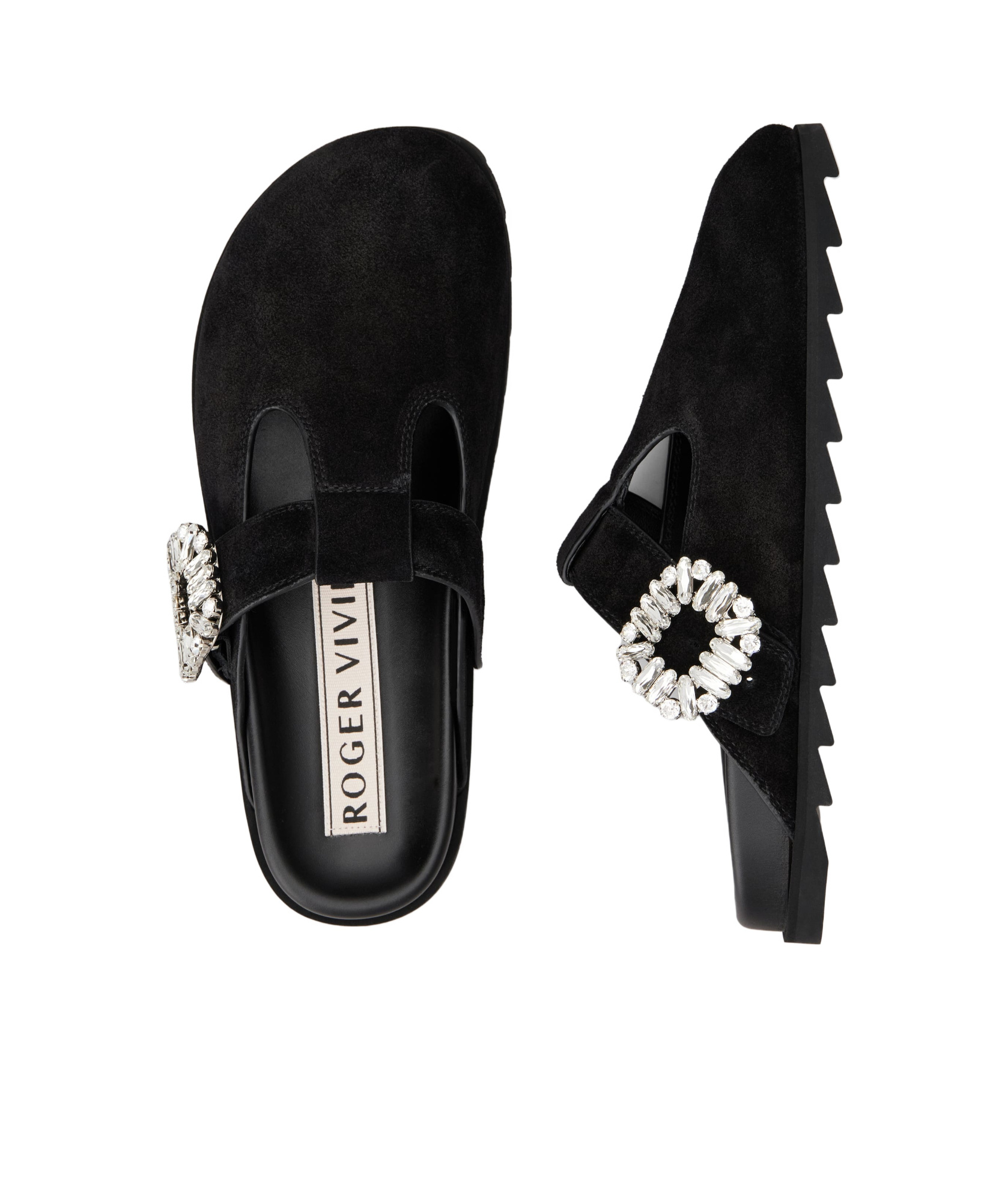 Roger Vivier Minimalist Black Flats With Rounded Toe And Low-profile Sole In Black