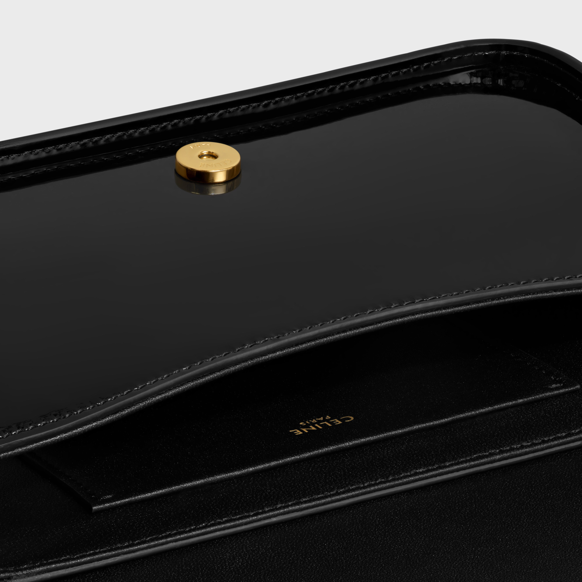 Shop Celine Shoulder Bag Terence In Patent Calfskin In Black