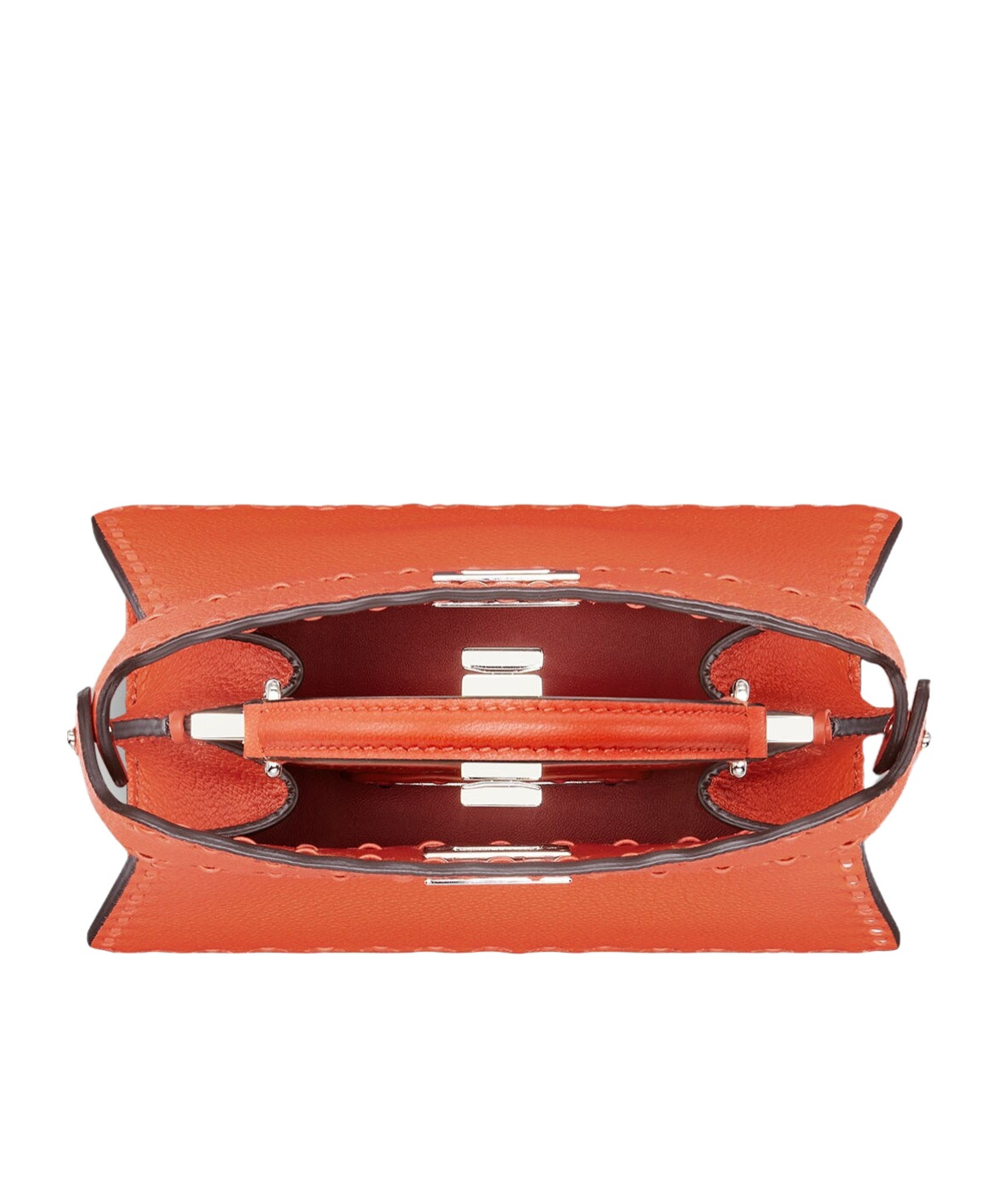 FENDI ORANGE SELLERIA BAG WITH 306 HAND-SEWN TOPSTITCHES