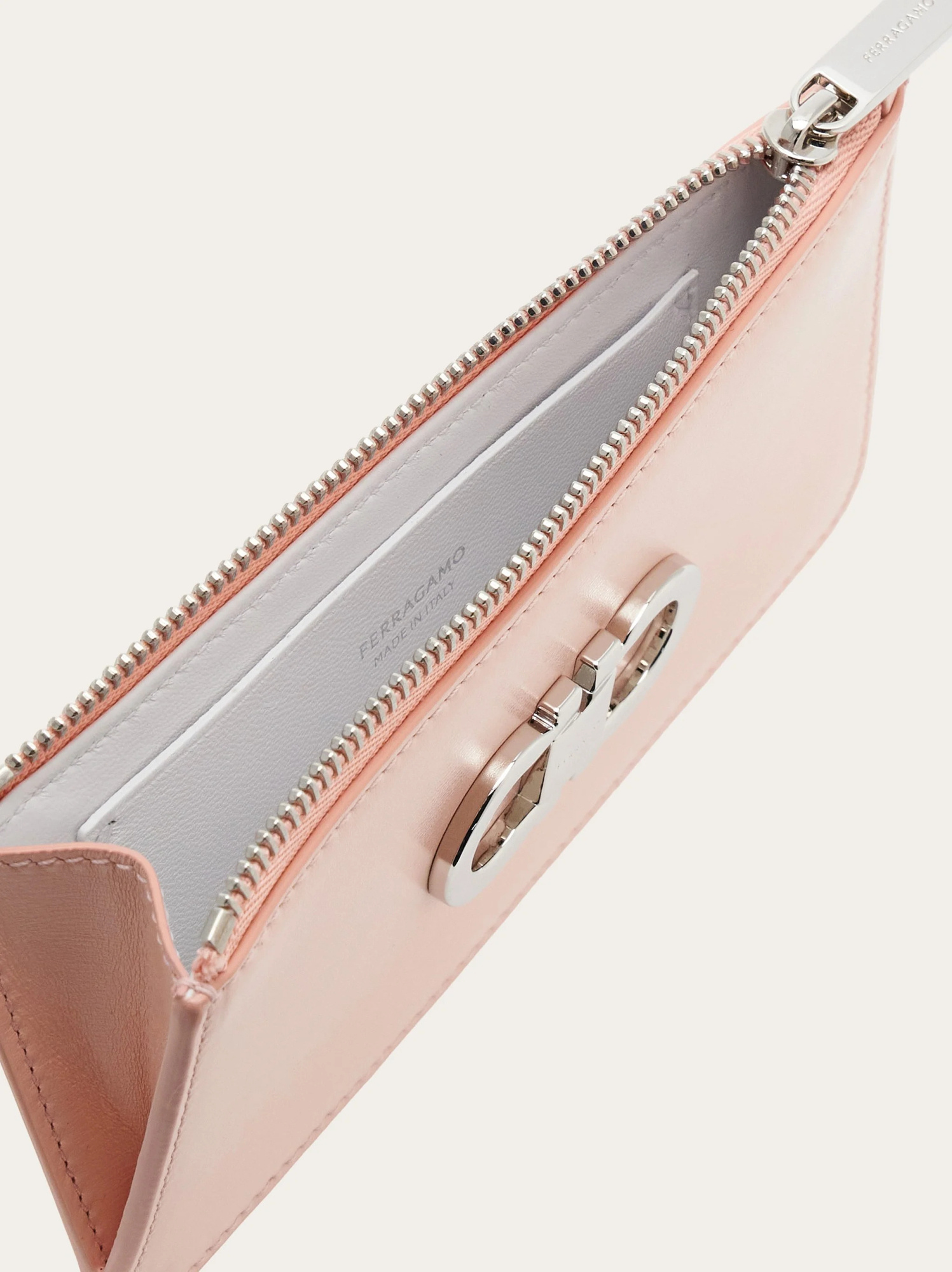 Ferragamo Signature Gancini Credit Card Holder In Nude