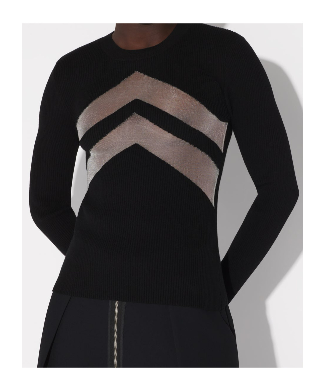 Jean Paul Gaultier Top With Transparent Chevron Black In Black