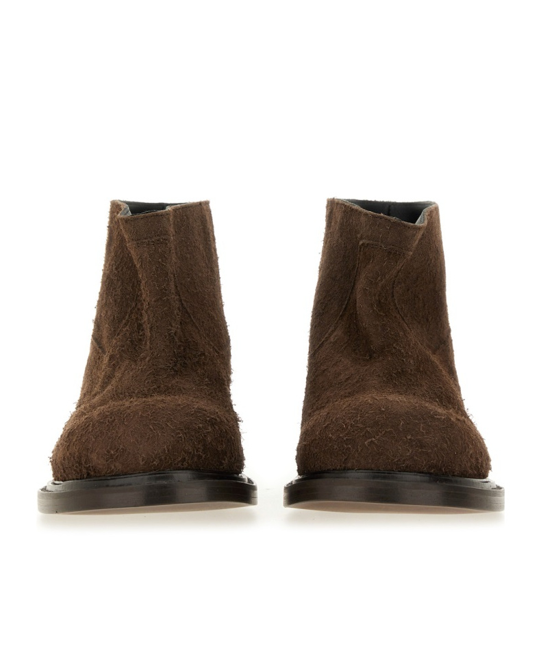 Moschino Ankle Boots With Round Toe And Flat Sole In Green