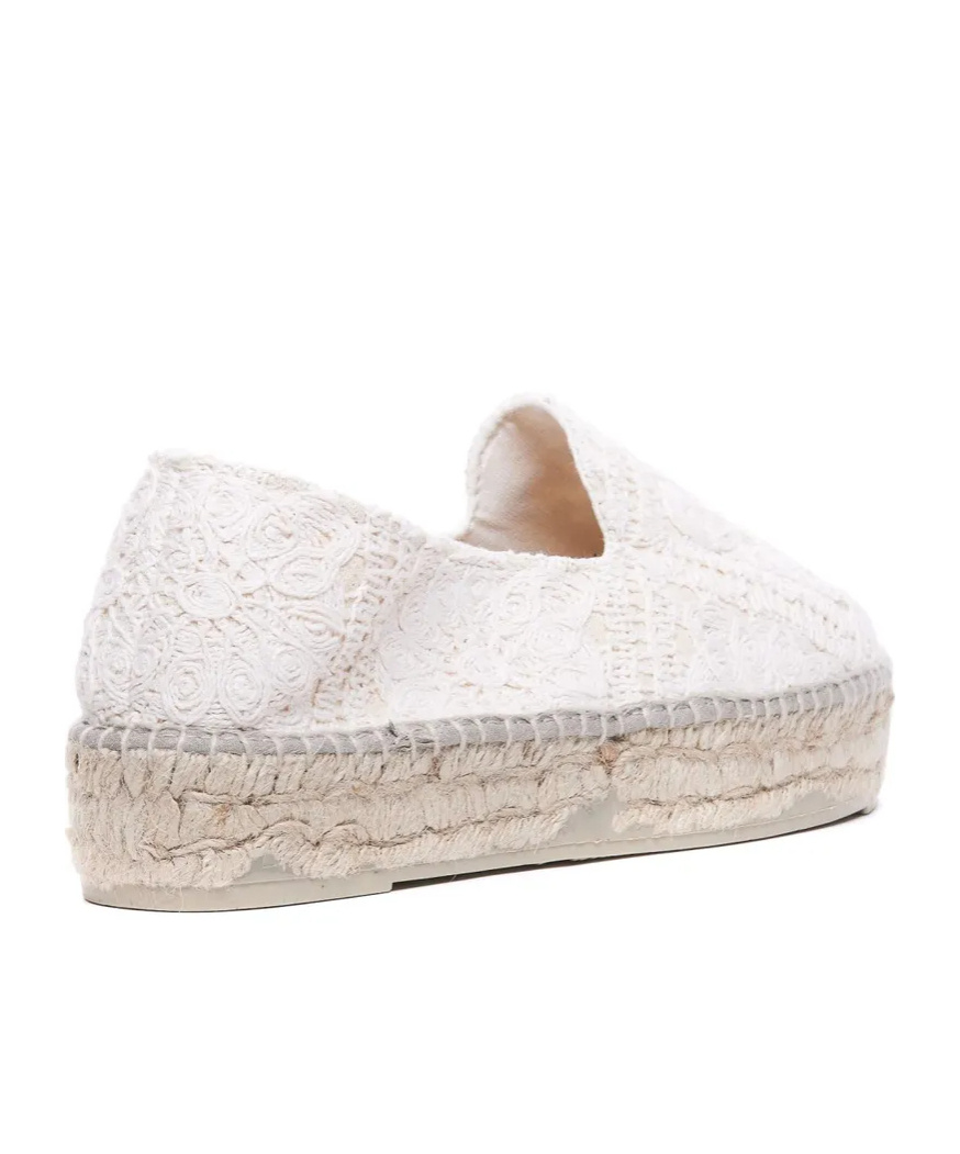 Manebi Embroidered Flat Espadrilles In White