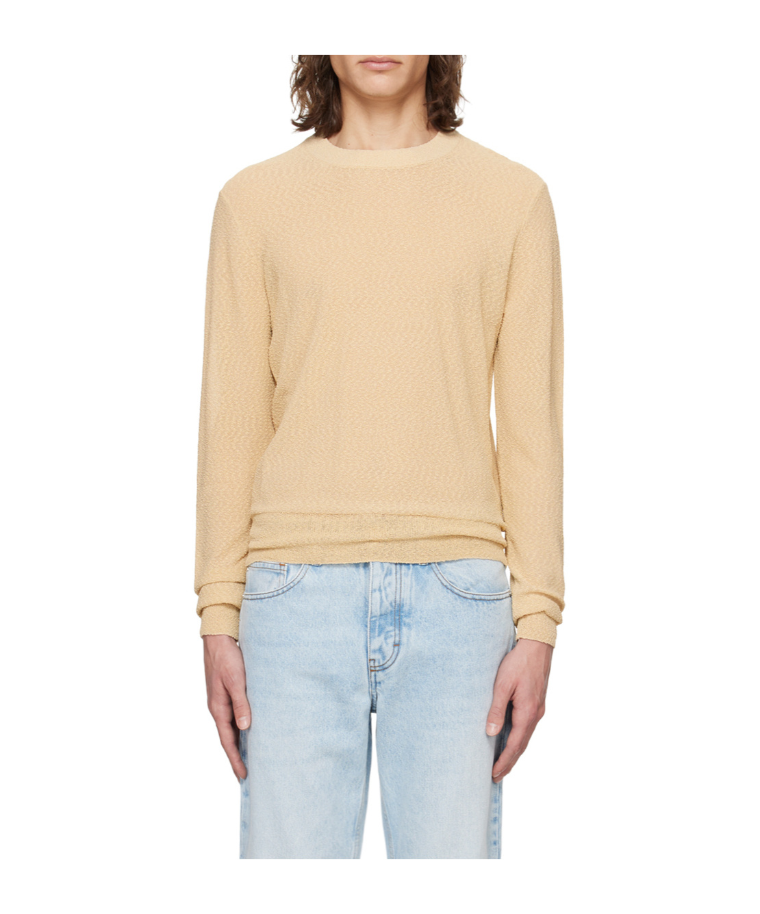 Ami Alexandre Mattiussi Round-neck Long-sleeved Sweater In Pink