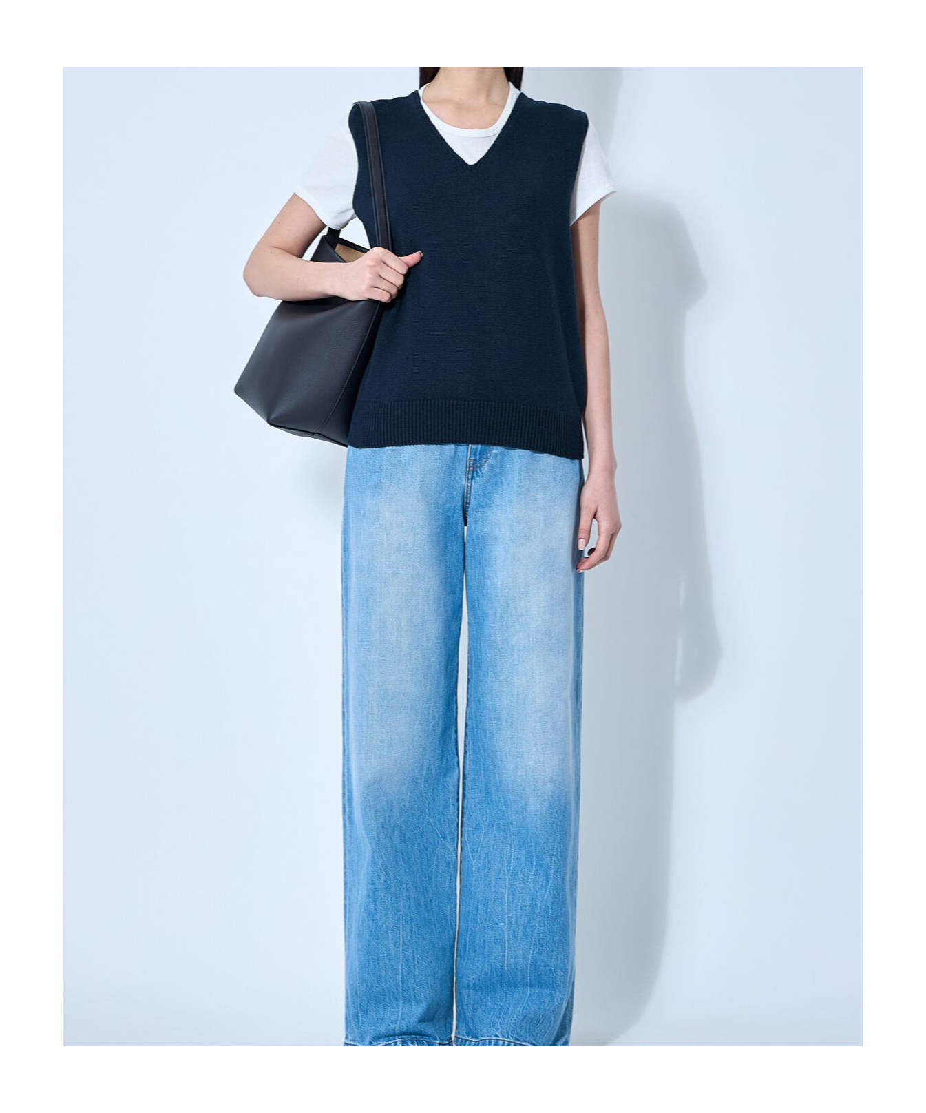 The Row V-neck Knitted Vest In Navy Blue