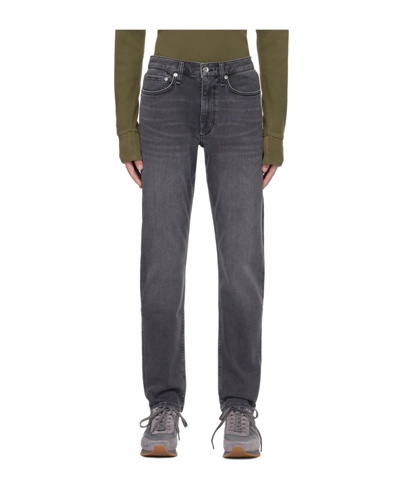 Rag & Bone Belt Ring Denim Trousers In Black