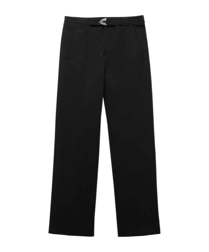 Alexander Mcqueen Technical Cotton Belt Trousers In Black