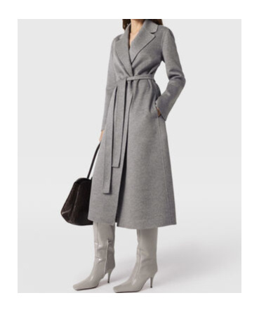 Stella Mccartney Belted Double Face Wool Wrap Coat In Gray