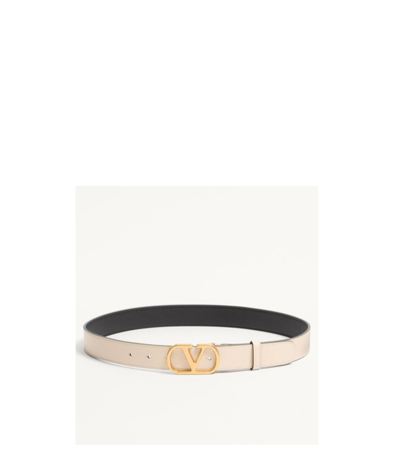 Valentino Cintura Reversibile Vlogo Signature In Vitello Lucido 30 Mm In Black