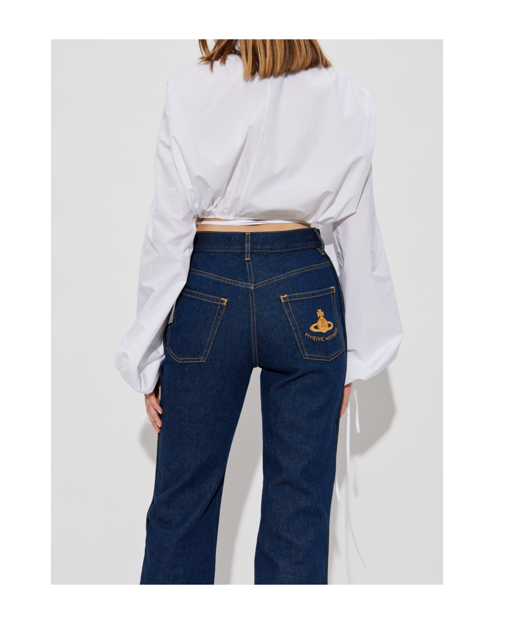 Blumarine Poplin Cropped Shirt In White