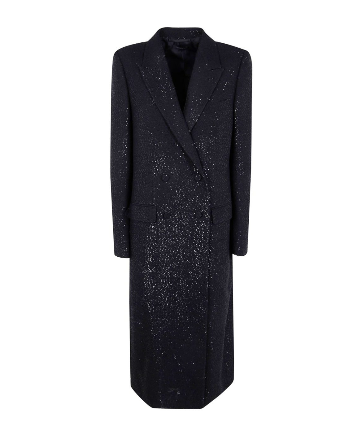 Tom Ford Sequined Wool Blend Crepe Double Breasted Coat Clothing In Black
