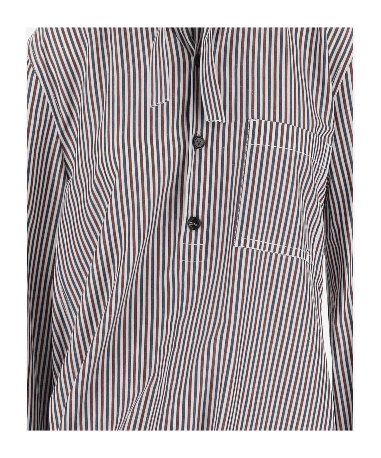 Bottega Veneta Striped Chemisier Dress With Knot Detail In Gray