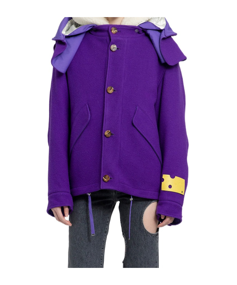 Off-white Hooded Reversible Jacket In Purple