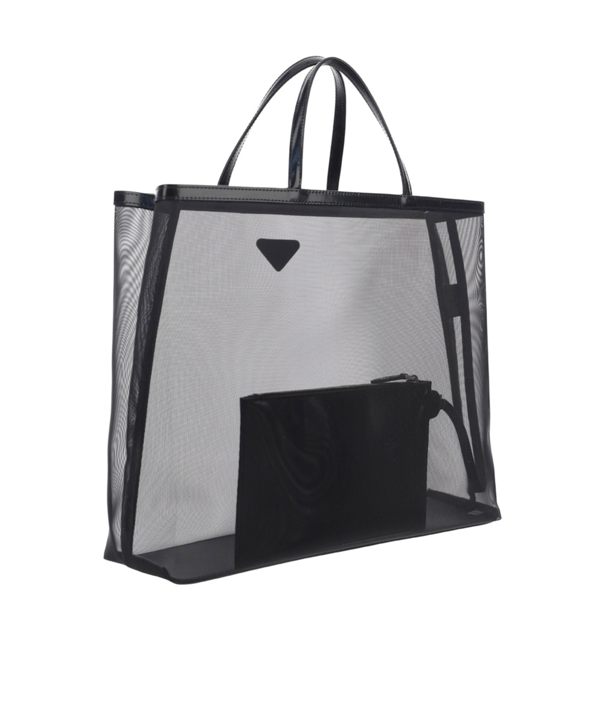Prada Mesh Structured Tote Bag In Black