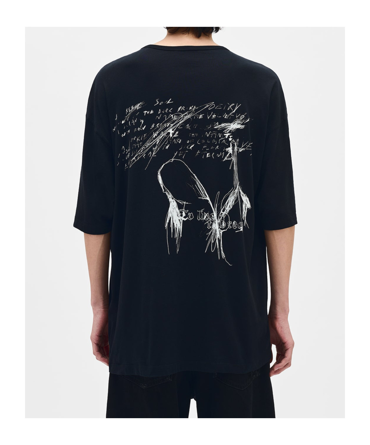 Ann Demeulemeester Black Dieter Sketchbook High Comfort T-shirt In Black