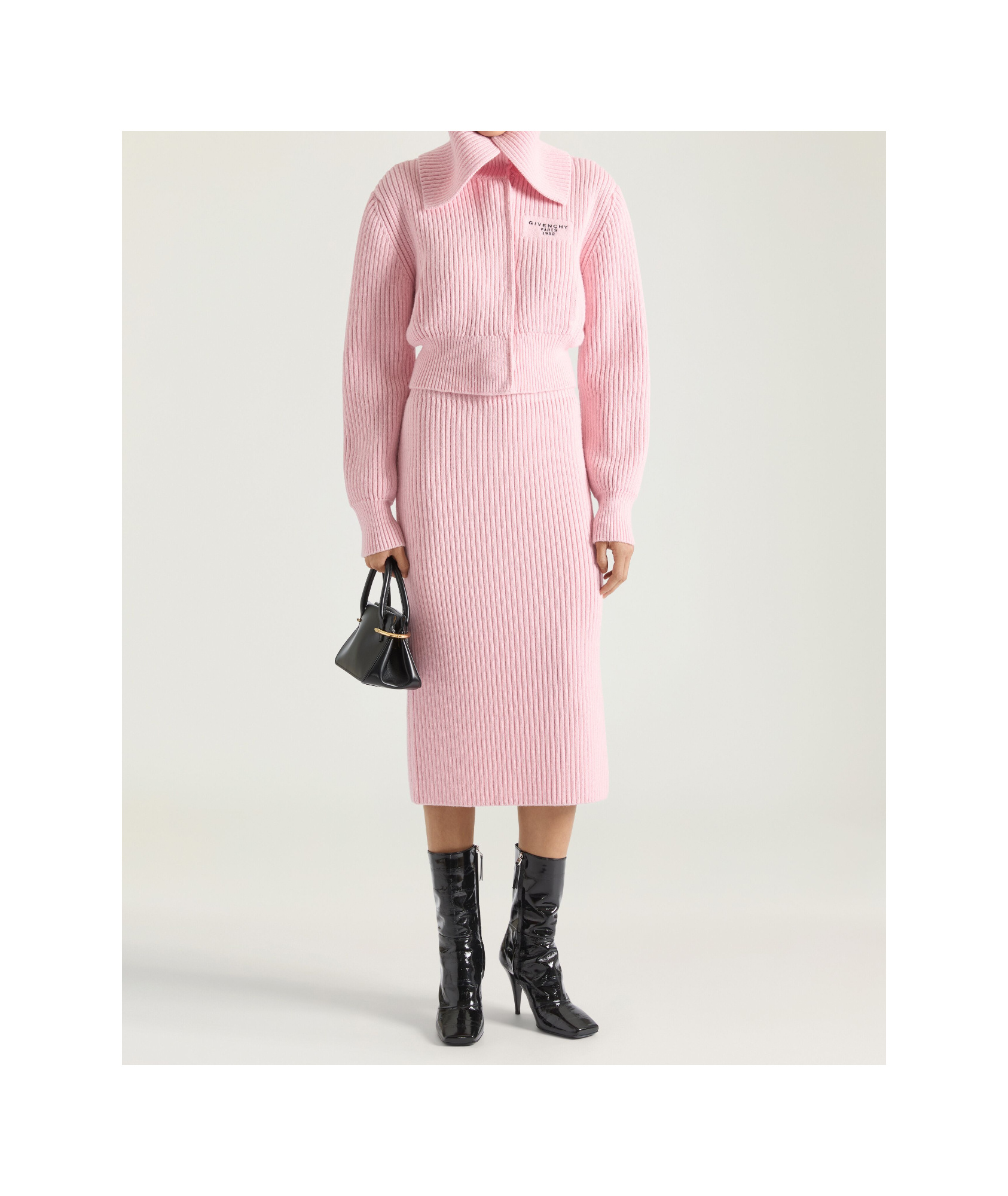 Givenchy Ribbed Oversized Collar Cardigan In Pink