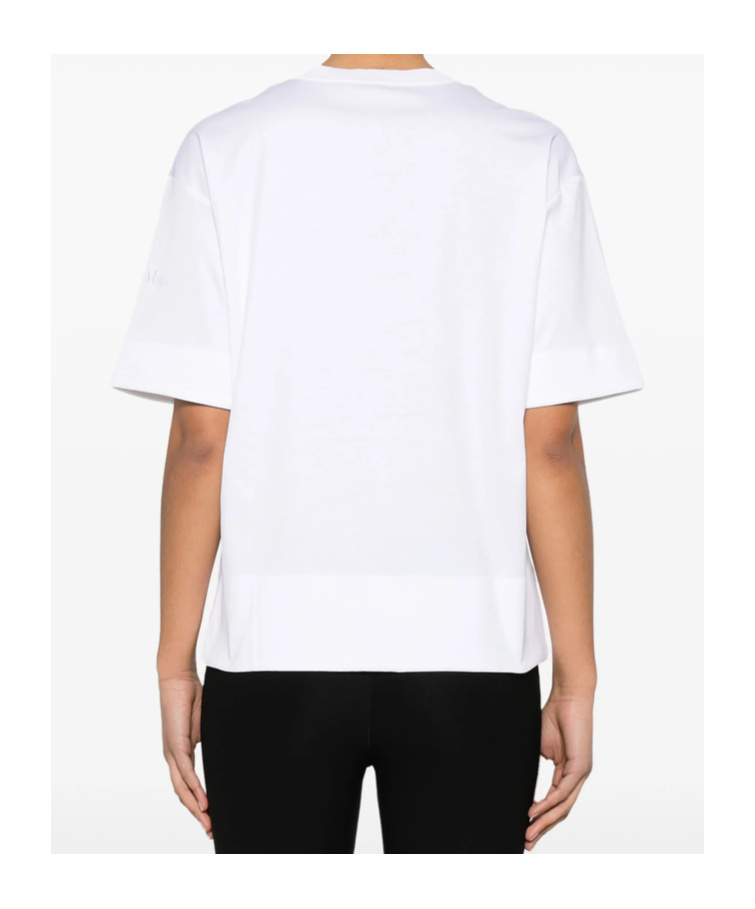 Max Mara Cotton Top With Subtle Logo Detail In White