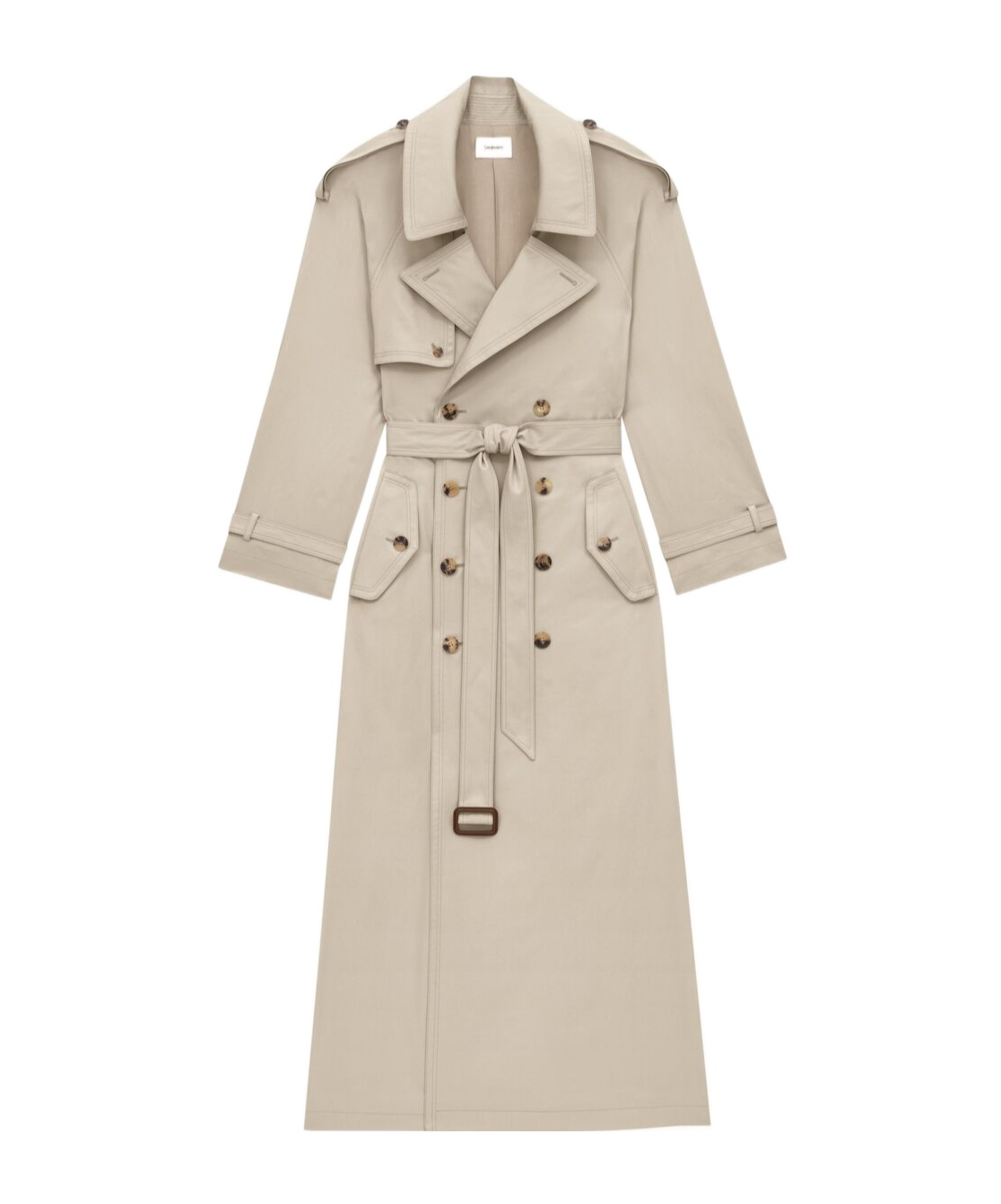Saint Laurent Cotton Trench Coat In Nude